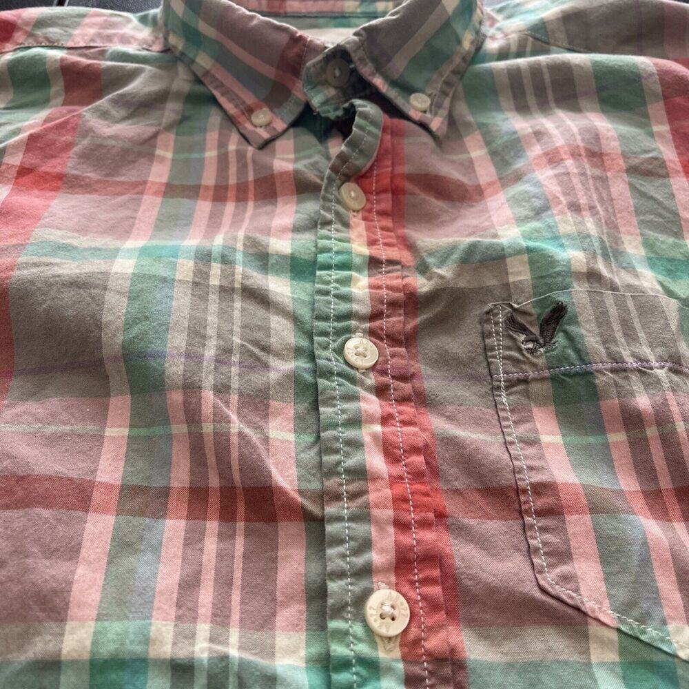 American Eagle Shirt Mens Small Plaid Athletic Fit Button Down Long Sleeve No.77
